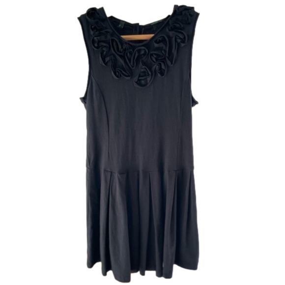 Benetton Black Ruffle Collar Design Sleeveless Cotton Dress Girls Size Large - Picture 1 of 10
